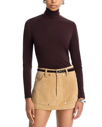 Aqua Turtleneck Jersey Top - Exclusive In Brown