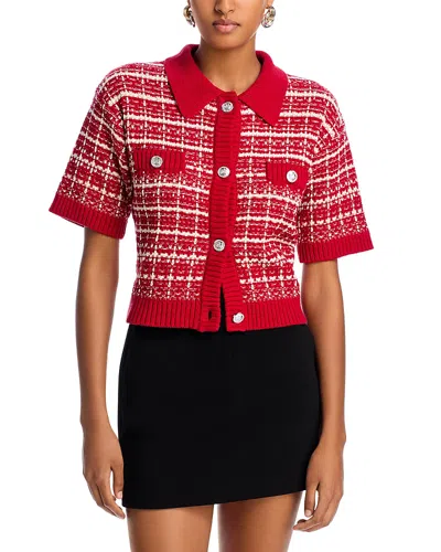 Aqua Tweed Cardigan - Exclusive In Red
