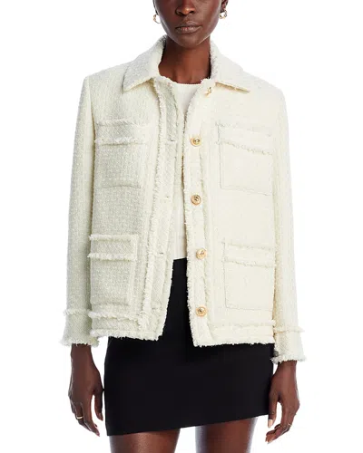 Aqua Tweed Collared Jacket - Exclusive In Ivory