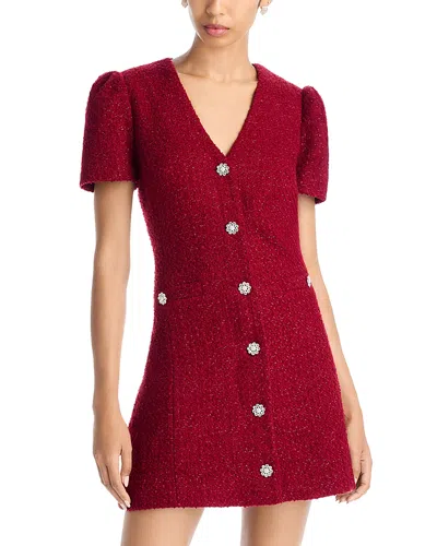 Aqua Tweed Dress - Exclusive In Burgundy