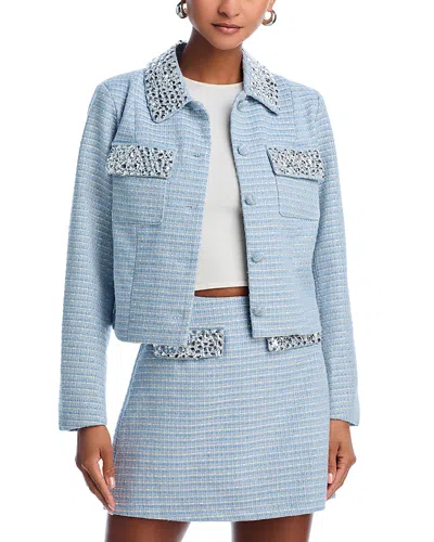 Aqua Tweed Five Button Jacket - Exclusive In Blue