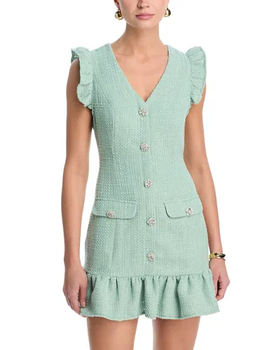 Aqua Tweed Flounce Mini Dress - Exclusive In Multi
