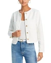 Aqua Womens Tweed Button-down Collarless Blazer In White