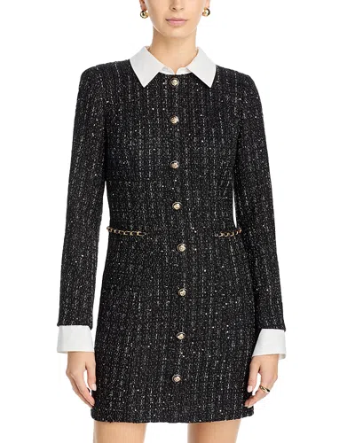 Aqua Tweed Mini Dress - Exclusive In Black