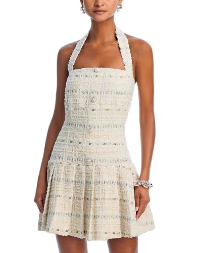 Aqua Tweed Mini Dress - Exclusive In Ivory/black