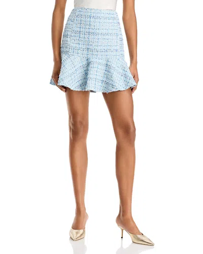 Aqua Tweed Mini Skirt - Exclusive In Blue