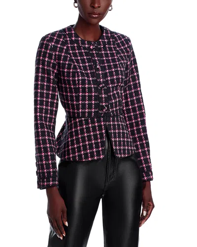 Aqua Tweed Peplum Jacket - Exclusive In Black/pink