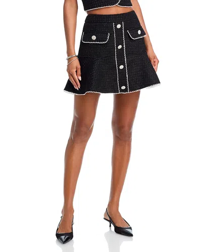Aqua Tweed Scalloped Flounce Skirt - Exclusive In Black/black