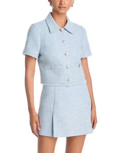 Aqua Tweed Short Sleeve Jacket - Exclusive In Blue