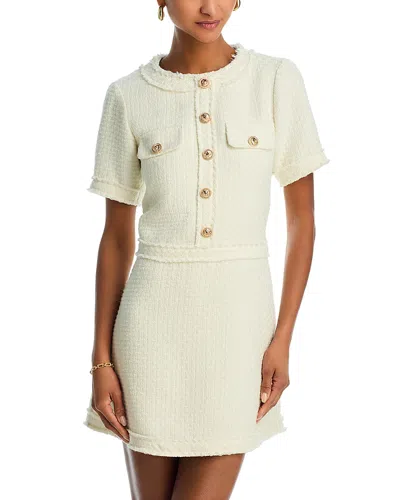 Aqua Tweed Short Sleeve Mini Dress - Exclusive In Ivory