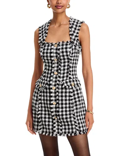 Aqua Tweed Square Neck Mini Dress - Exclusive In Multi