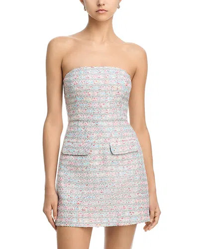 Aqua Tweed Strapless Mini Dress - Exclusive In Gray