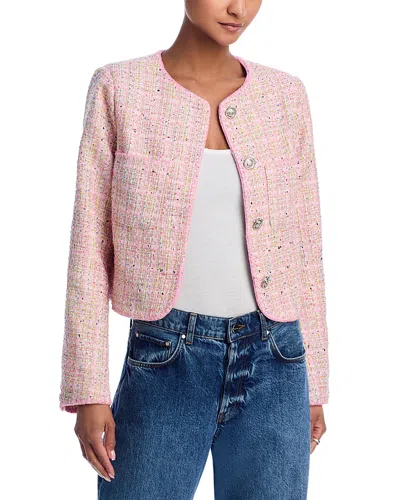 Aqua Tweed Whip Stitch Blazer - Exclusive In Pink Multi