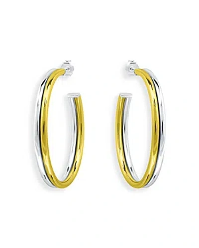 Aqua Two Tone Double Hoop Earrings In 18k Gold Plated Sterling Silver - 100% Exclusive In Gold/silver