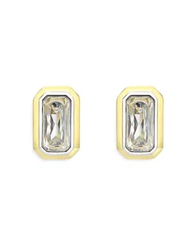 Aqua Two Tone Emerald Cut Stud Earrings - 100% Exclusive In Gold