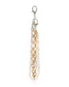 Aqua Two-tone Imitation Pearl Bag Charm - Exclusive In Gold