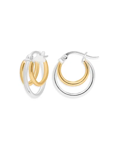 Aqua Two-tone Triple Hoop Earrings In Gold