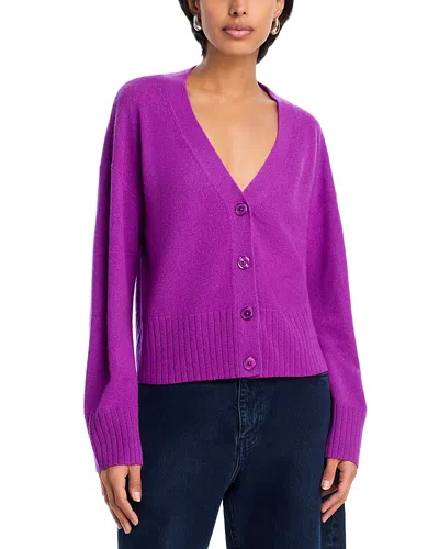 Aqua V Neck Cashmere Cardigan - Exclusive In Purple