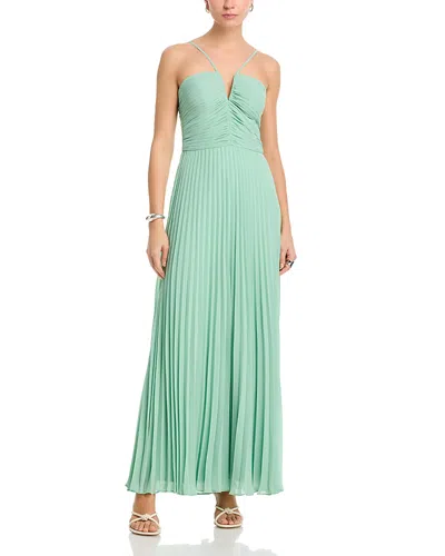 Aqua V Neck Chiffon Dress - Exclusive In Green