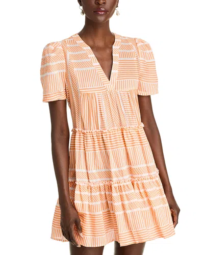 Aqua V Neck Mini Dress - Exclusive In Coral/white