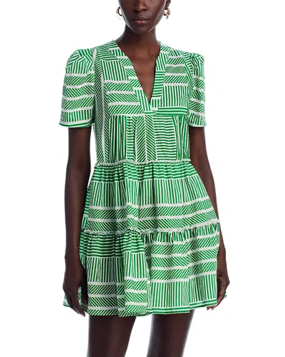 Aqua Puff Sleeve Mini Dress - Exclusive In Green