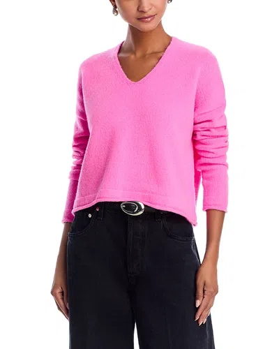 Aqua V Neck Sweater - Exclusive In Hot Pink