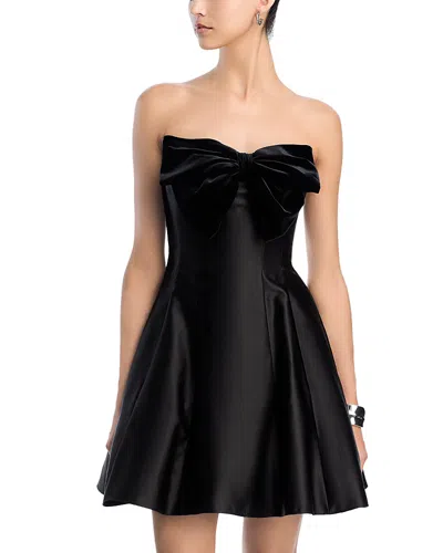 Aqua Velvet Bow Mini Dress - Exclusive In Black