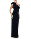 Aqua Velvet Ruffle One Shoulder Gown - Exclusive In Black