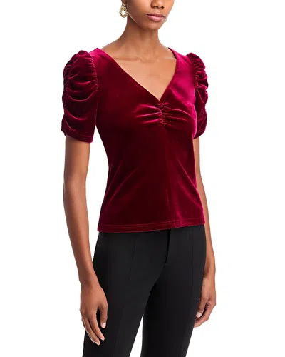 Aqua Velvet Short Puff Sleeve Top - Exclusive In Wine