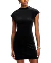 Aqua Velvet Short Sleeve Mini Dress - Exclusive In Black