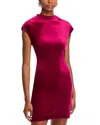 Aqua Velvet Short Sleeve Mini Dress - Exclusive In Burgundy