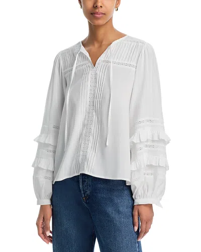 Aqua Voile Eyelet Ruffle Top - Exclusive In White