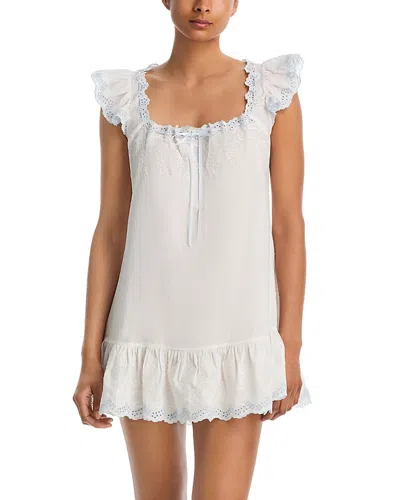 Aqua Voile Flutter Sleeved Mini Nightgown - Exclusive In White