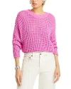 Aqua Waffle Knit Long Sleeve Sweater - Exclusive In Rose