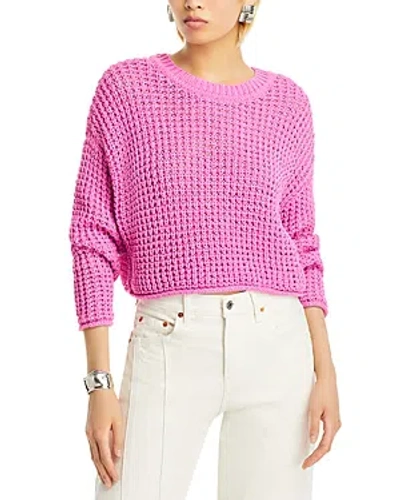 Aqua Waffle Knit Long Sleeve Sweater - Exclusive In Rose