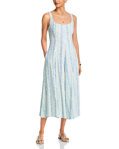 Aqua Wallpaper Stripe Midi Dress - Exclusive In Blue