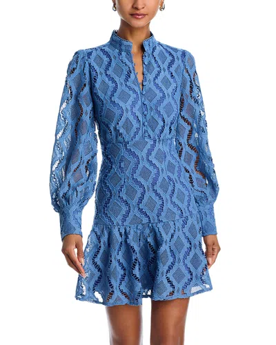 Aqua Wavy Lace Dress - Exclusive In Slate Blue