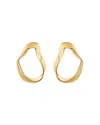 Aqua Wavy Openwork Stud Earrings In Gold