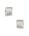 Aqua 8 Other Reasons Wavy Square Stud Earrings - Exclusive In Silver