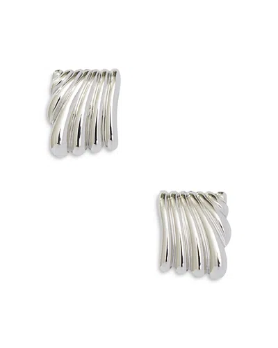Aqua 8 Other Reasons Wavy Square Stud Earrings - Exclusive
