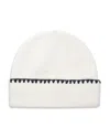 Aqua Whipstitch Beanie In White