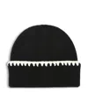 Aqua Whipstitch Knit Beanie - Exclusive In Black