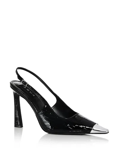 Aqua Women's Bevv Slingback Pumps - Exclusive In Black Croco