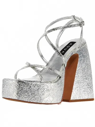 Aqua Women's Chanc Strappy Platform High Heel Sandals In Silver In Gray