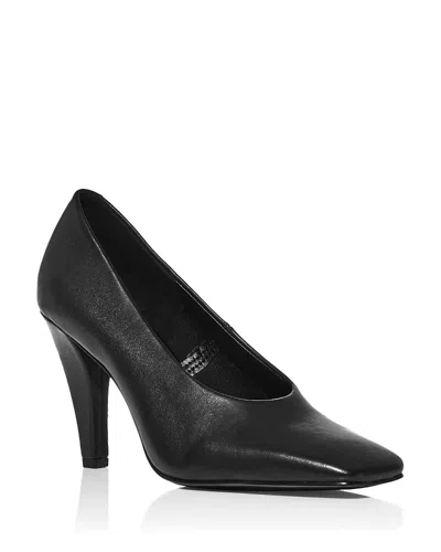 Aqua Women's Dina Leather Square Toe Pumps - Exclusive In Black