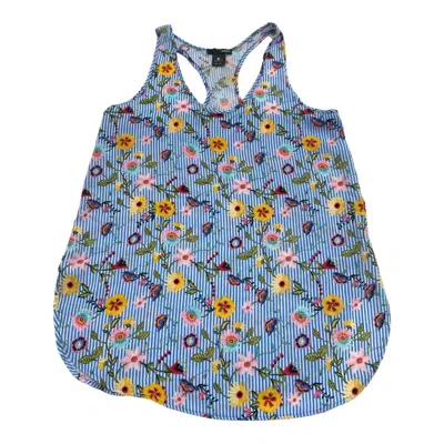 Aqua Women's Floral Racerback Tank Top In Blue