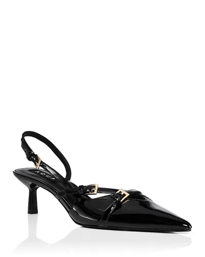 Aqua Women's Jacey Buckled Slingback Pumps - Exclusive In Black Patent