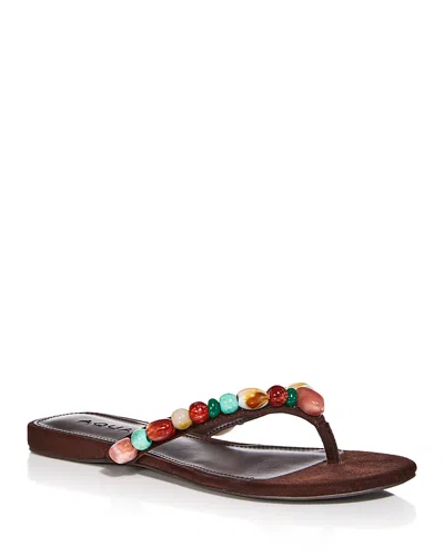 Aqua Women's Jules Embellished Thong Sandals - Exclusive In Brown