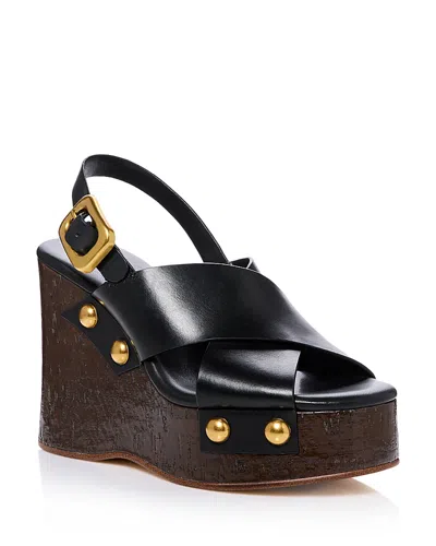 Aqua Women's Studded Platform Sandals - Exclusive In Black Leather