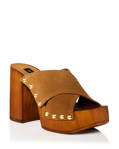 Aqua Women's Lori Studded Platform Sandals - Exclusive In Mocha Suede